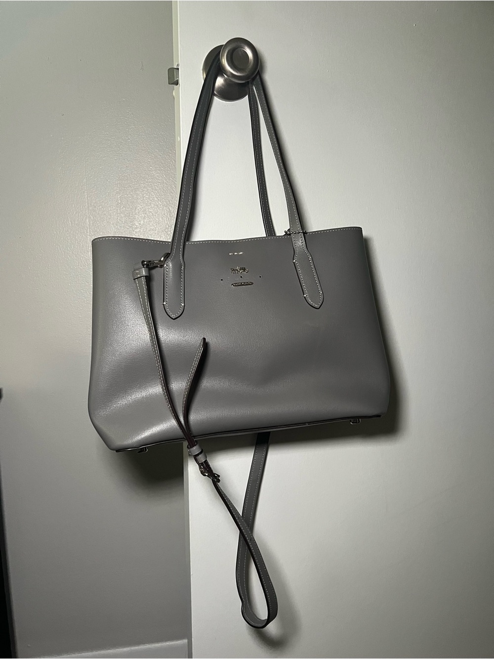Coach Avenue Carryall Tote F48733 Gray Leather Large Work Laptop Bag